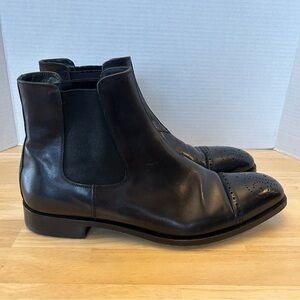 Prada Black Leather Chelsea Boots with Elastic Panels/Mens/Size UK 10/US 11
